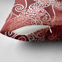 Aotearoa Maori Koru Curves Pillow Cover Silver Ferns - Crimson Red LT7 - Polynesian Pride