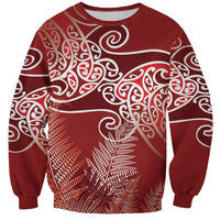Aotearoa Maori Koru Curves Sweatshirt Silver Ferns - Crimson Red LT7 Unisex Red - Polynesian Pride