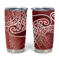 Aotearoa Maori Koru Curves Tumbler Cup Silver Ferns - Crimson Red LT7 Red - Polynesian Pride