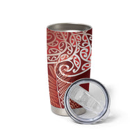 Aotearoa Maori Koru Curves Tumbler Cup Silver Ferns - Crimson Red LT7 - Polynesian Pride