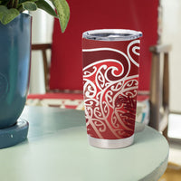 Aotearoa Maori Koru Curves Tumbler Cup Silver Ferns - Crimson Red LT7 - Polynesian Pride