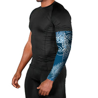 Aotearoa Maori Koru Curves Arm Sleeves Silver Ferns - Navy Blue LT7 - Polynesian Pride