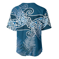 Aotearoa Maori Koru Curves Baseball Jersey Silver Ferns - Navy Blue LT7 - Polynesian Pride