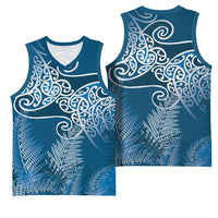 Aotearoa Maori Koru Curves Basketball Jersey Silver Ferns - Navy Blue LT7 - Polynesian Pride