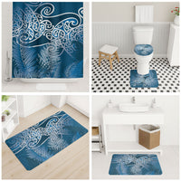 Aotearoa Maori Koru Curves Bathroom Set Silver Ferns - Navy Blue LT7 - Polynesian Pride