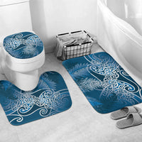 Aotearoa Maori Koru Curves Bathroom Set Silver Ferns - Navy Blue LT7 Mat Set Only (3 pcs) One Size Navy Blue - Polynesian Pride