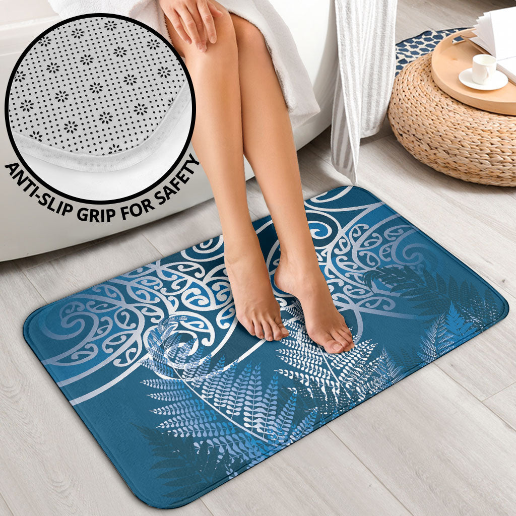 Aotearoa Maori Koru Curves Bathroom Set Silver Ferns - Navy Blue LT7 - Polynesian Pride