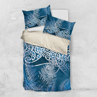 Aotearoa Maori Koru Curves Bedding Set Silver Ferns - Navy Blue LT7 US Twin 172cm x 218cm Navy Blue - Polynesian Pride