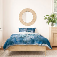 Aotearoa Maori Koru Curves Bedding Set Silver Ferns - Navy Blue LT7 - Polynesian Pride