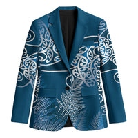 Aotearoa Maori Koru Curves Blazer Silver Ferns - Navy Blue LT7 Unisex Navy Blue - Polynesian Pride