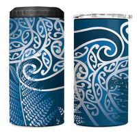 Aotearoa Maori Koru Curves 4 in 1 Can Cooler Tumbler Silver Ferns - Navy Blue LT7 One Size: 16 oz Navy Blue - Polynesian Pride