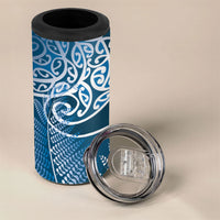 Aotearoa Maori Koru Curves 4 in 1 Can Cooler Tumbler Silver Ferns - Navy Blue LT7 - Polynesian Pride