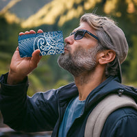 Aotearoa Maori Koru Curves 4 in 1 Can Cooler Tumbler Silver Ferns - Navy Blue LT7 - Polynesian Pride