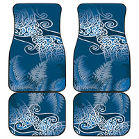 Aotearoa Maori Koru Curves Car Mats Silver Ferns - Navy Blue LT7 - Polynesian Pride