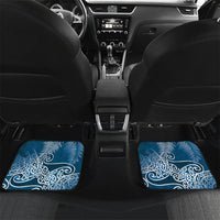 Aotearoa Maori Koru Curves Car Mats Silver Ferns - Navy Blue LT7 Set 2pcs - Back Navy Blue - Polynesian Pride