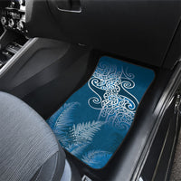 Aotearoa Maori Koru Curves Car Mats Silver Ferns - Navy Blue LT7 - Polynesian Pride
