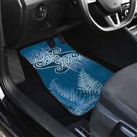 Aotearoa Maori Koru Curves Car Mats Silver Ferns - Navy Blue LT7 - Polynesian Pride