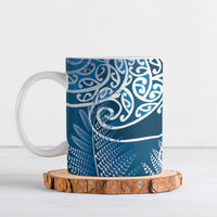 Aotearoa Maori Koru Curves Ceramic Mug Silver Ferns - Navy Blue LT7 Navy Blue - Polynesian Pride