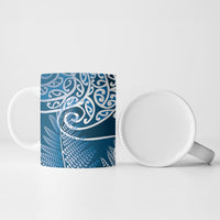 Aotearoa Maori Koru Curves Ceramic Mug Silver Ferns - Navy Blue LT7 - Polynesian Pride