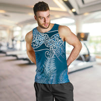 Aotearoa Maori Koru Curves Men Tank Top Silver Ferns - Navy Blue LT7 Navy Blue - Polynesian Pride