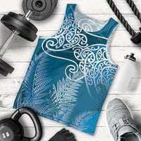 Aotearoa Maori Koru Curves Men Tank Top Silver Ferns - Navy Blue LT7 - Polynesian Pride