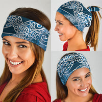 Aotearoa Maori Koru Curves Neck Gaiter Silver Ferns - Navy Blue LT7 - Polynesian Pride