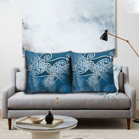 Aotearoa Maori Koru Curves Pillow Cover Silver Ferns - Navy Blue LT7 - Polynesian Pride