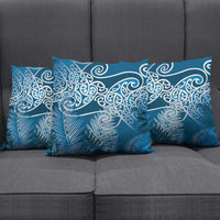 Aotearoa Maori Koru Curves Pillow Cover Silver Ferns - Navy Blue LT7 - Polynesian Pride