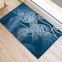 Aotearoa Maori Koru Curves Rubber Doormat Silver Ferns - Navy Blue LT7 - Polynesian Pride