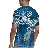 Aotearoa Maori Koru Curves Rugby Jersey Silver Ferns - Navy Blue LT7 - Polynesian Pride
