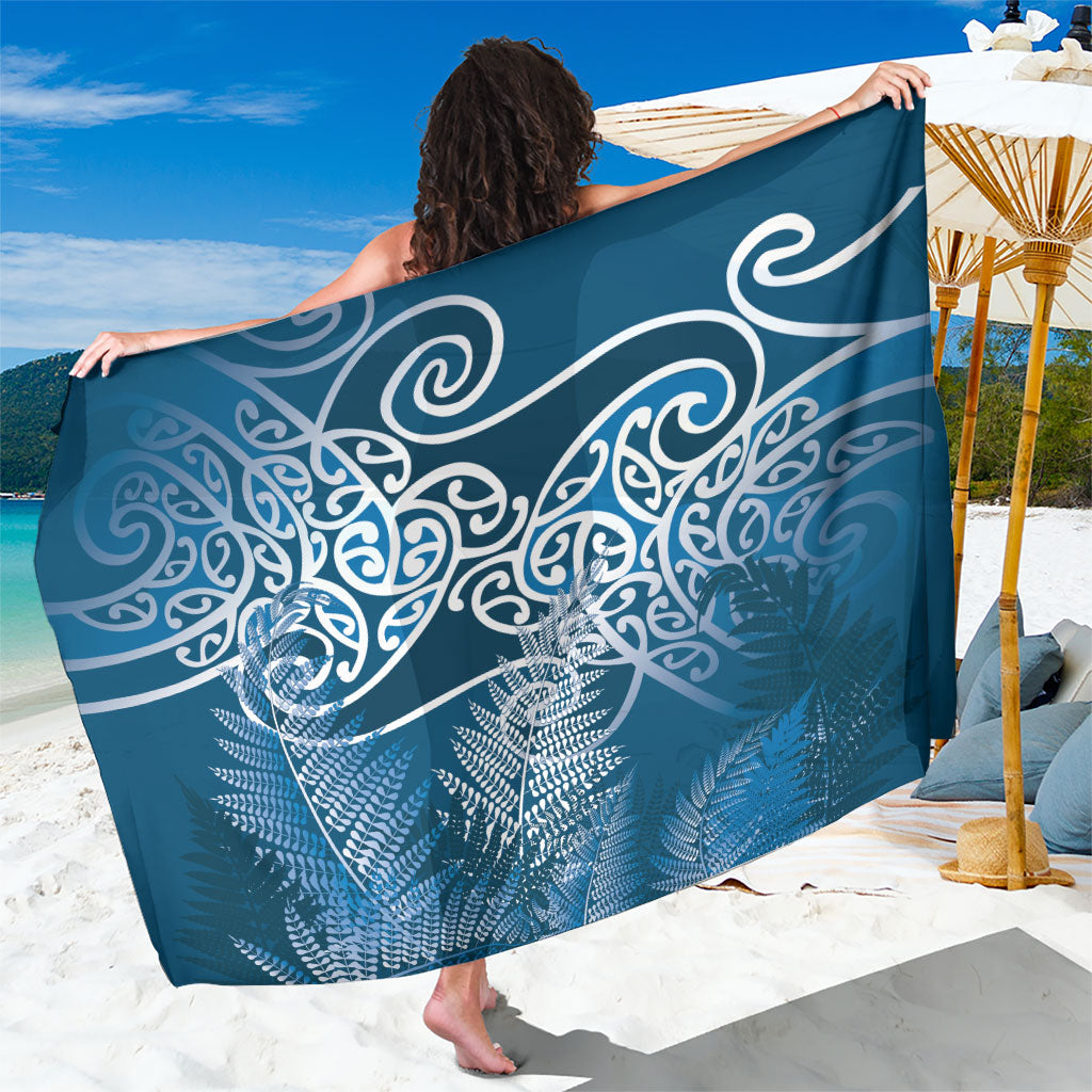 Aotearoa Maori Koru Curves Sarong Silver Ferns - Navy Blue LT7 One Size 44 x 66 inches Navy Blue - Polynesian Pride