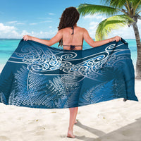 Aotearoa Maori Koru Curves Sarong Silver Ferns - Navy Blue LT7 - Polynesian Pride