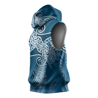 Aotearoa Maori Koru Curves Sleeveless Hoodie Silver Ferns - Navy Blue LT7 - Polynesian Pride