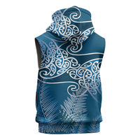 Aotearoa Maori Koru Curves Sleeveless Zip Hoodie Silver Ferns - Navy Blue LT7 - Polynesian Pride