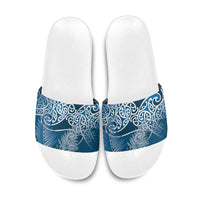 Aotearoa Maori Koru Curves Slide Sandals Silver Ferns - Navy Blue LT7 Navy Blue - Polynesian Pride
