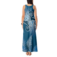 Aotearoa Maori Koru Curves Tank Maxi Dress Silver Ferns - Navy Blue LT7 - Polynesian Pride