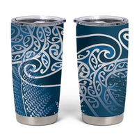 Aotearoa Maori Koru Curves Tumbler Cup Silver Ferns - Navy Blue