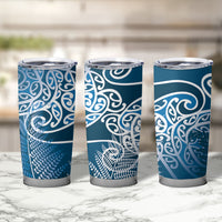 Aotearoa Maori Koru Curves Tumbler Cup Silver Ferns - Navy Blue