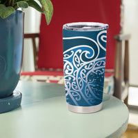 Aotearoa Maori Koru Curves Tumbler Cup Silver Ferns - Navy Blue
