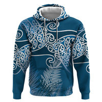 Aotearoa Maori Koru Curves Zip Hoodie Silver Ferns - Navy Blue LT7 Pullover Hoodie Navy Blue - Polynesian Pride