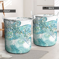 Aotearoa Maori Koru Curves Laundry Basket Mossy Paua Shell