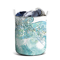 Aotearoa Maori Koru Curves Laundry Basket Mossy Paua Shell