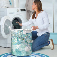 Aotearoa Maori Koru Curves Laundry Basket Mossy Paua Shell