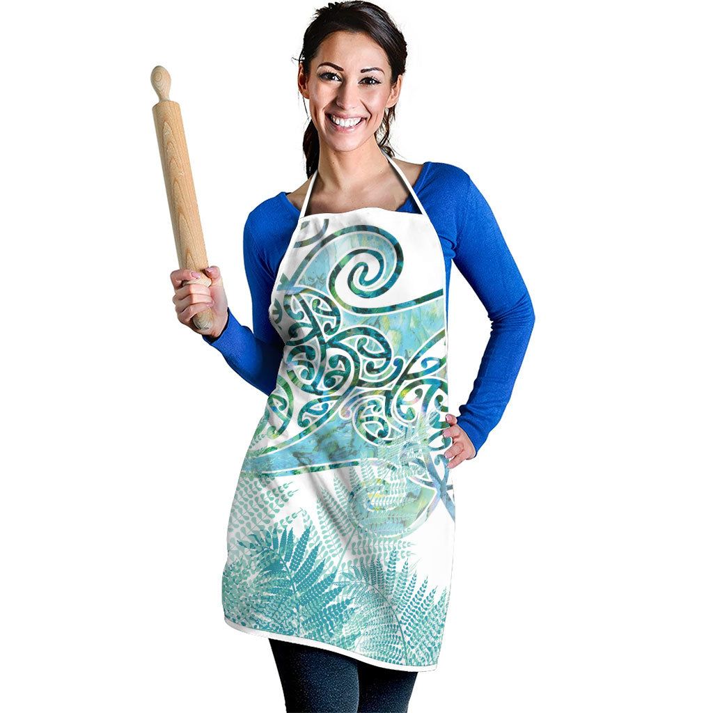 Aotearoa Maori Koru Curves Apron Mossy Paua Shell