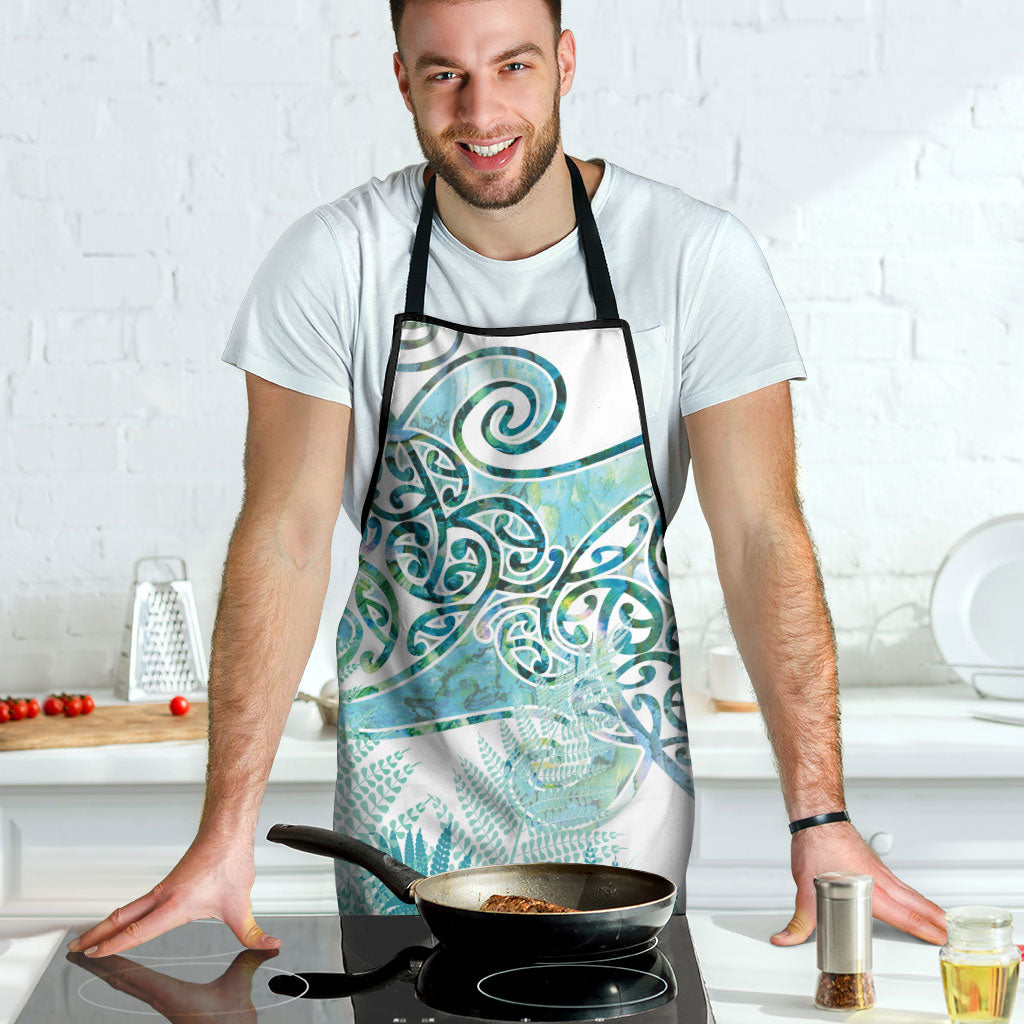 Aotearoa Maori Koru Curves Apron Mossy Paua Shell