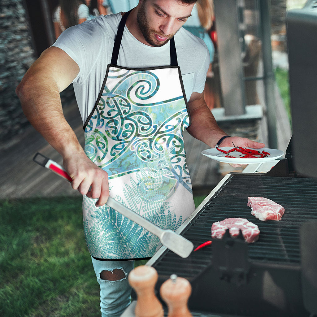 Aotearoa Maori Koru Curves Apron Mossy Paua Shell