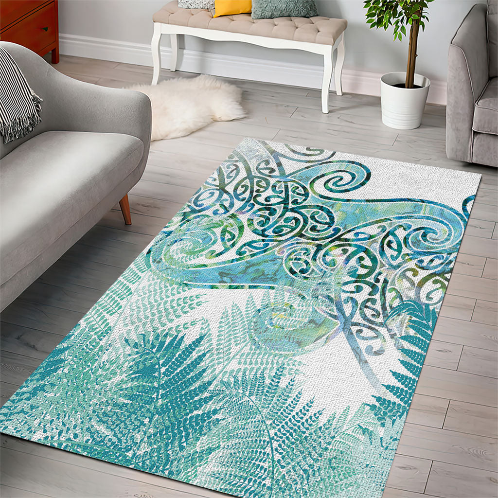 Aotearoa Maori Koru Curves Area Rug Mossy Paua Shell LT7 - Polynesian Pride