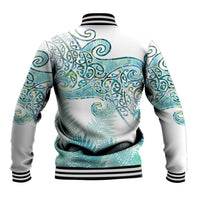 Aotearoa Maori Koru Curves Baseball Jacket Mossy Paua Shell LT7 - Polynesian Pride
