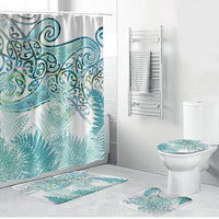 Aotearoa Maori Koru Curves Bathroom Set Mossy Paua Shell LT7 Bathroom Set (4 pcs) Green - Polynesian Pride