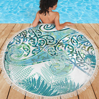 Aotearoa Maori Koru Curves Beach Blanket Mossy Paua Shell LT7 - Polynesian Pride